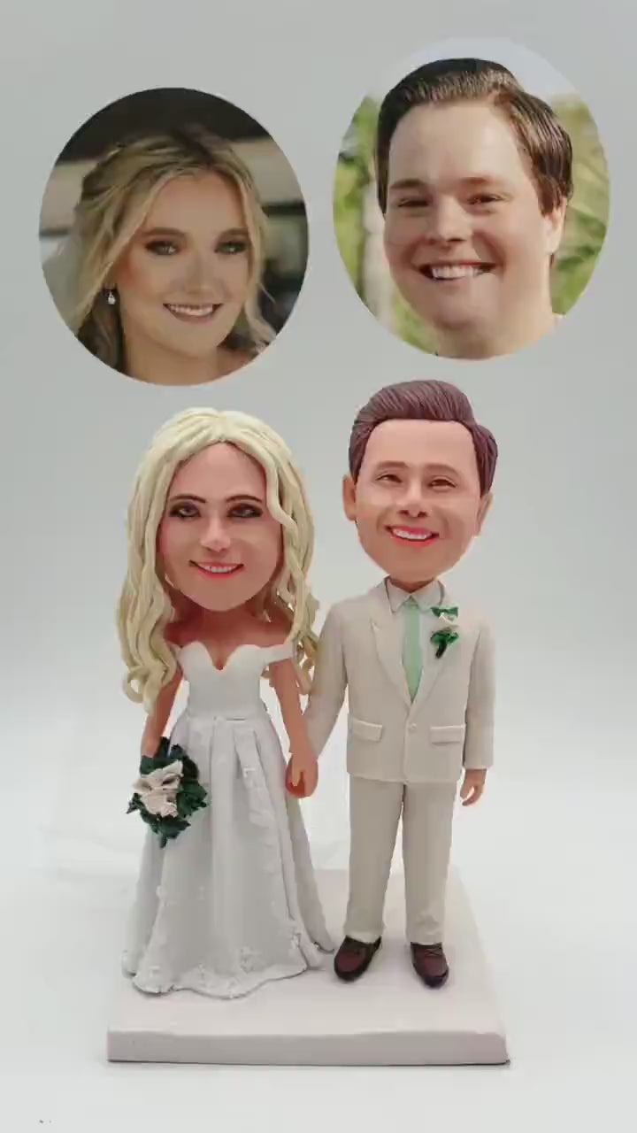 Custom Bobble Head Mini Figurine Wedding Couple Customized wedding cake topper